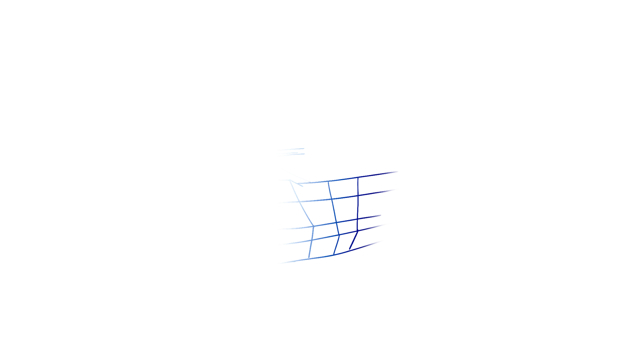 animação e um navio no alto mar, com três wireframes envolvendo o barco, o mar e o ceu